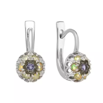 Серебряные серьги с танзанитами и опалами