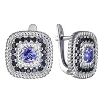 Серебряные серьги с танзанитами и шпинелью