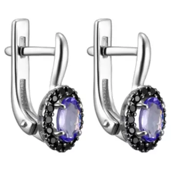 Серебряные серьги с танзанитами и шпинелью