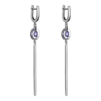 Серебряные серьги с танзанитами и шпинелью