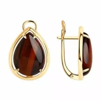 Серебряные серьги с тигровым глазом