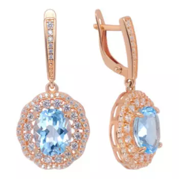 Серебряные серьги с топазами и фианитами