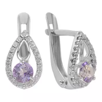 Серебряные серьги с топазами и фианитами