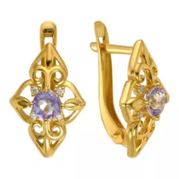 Серебряные серьги с топазами и фианитами