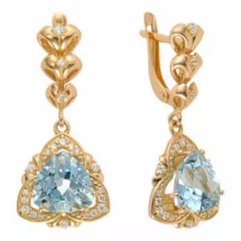 Серебряные серьги с топазами и фианитами