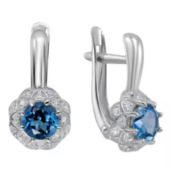 Серебряные серьги с топазами и фианитами