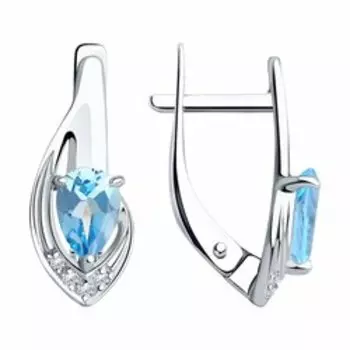 Серебряные серьги с топазами и фианитами