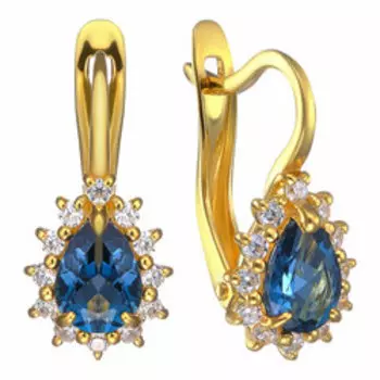 Серебряные серьги с топазами и фианитами