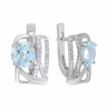 Серебряные серьги с топазами и фианитами