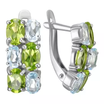 Серебряные серьги с топазами и хризолитами