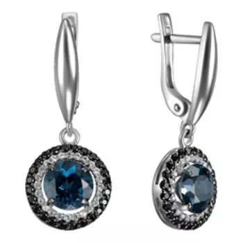 Серебряные серьги с топазами и шпинелью