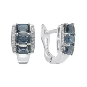 Серебряные серьги с топазами Лондон и белыми топазами
