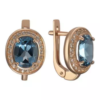 Серебряные серьги с топазами Лондон и бесцветными топазами