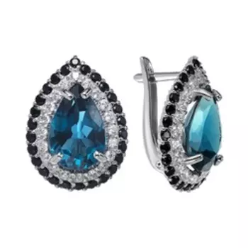 Серебряные серьги с топазами Лондон и фианитами