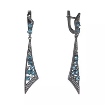 Серебряные серьги с топазами Лондон и фианитами