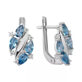 Серебряные серьги с топазами Лондон и фианитами