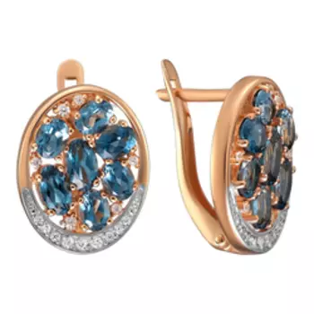 Серебряные серьги с топазами Лондон и фианитами