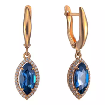 Серебряные серьги с топазами Лондон и фианитами