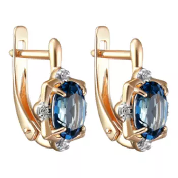 Серебряные серьги с топазами Лондон и фианитами