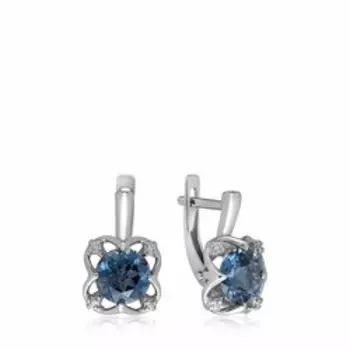 Серебряные серьги с топазами Лондон и фианитами