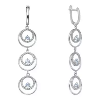 Серебряные серьги с топазами Sky и фианитами