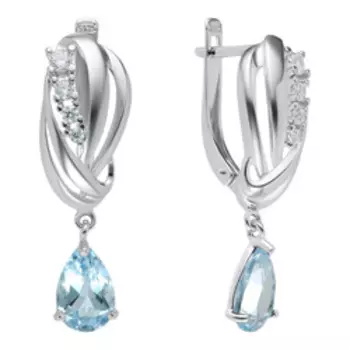 Серебряные серьги с топазами Sky и фианитами