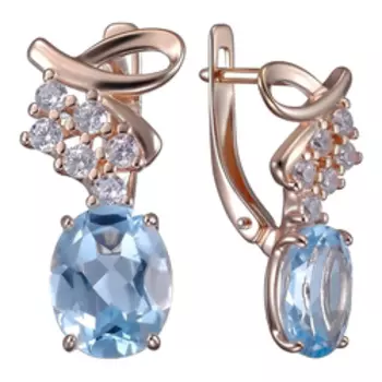 Серебряные серьги с топазами sky и фианитами