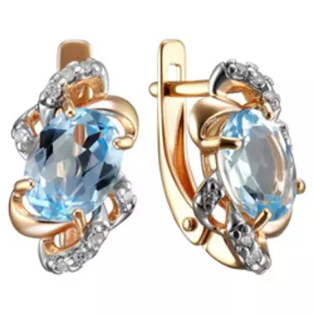 Серебряные серьги с топазами Sky и фианитами