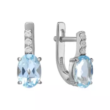 Серебряные серьги с топазами Sky и фианитами