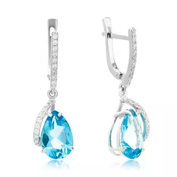 Серебряные серьги с топазами swiss