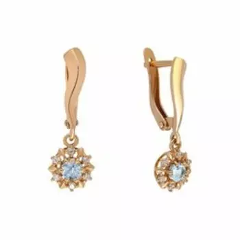 Серебряные серьги с топазами Swiss и фианитами