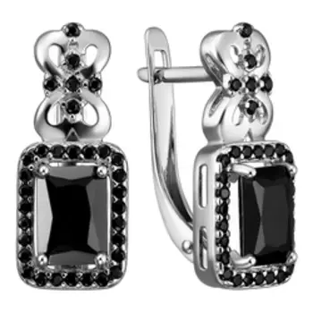 Серебряные серьги с турмалинами и цирконием