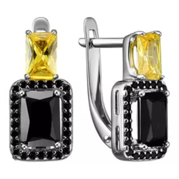 Серебряные серьги с турмалинами и цирконием