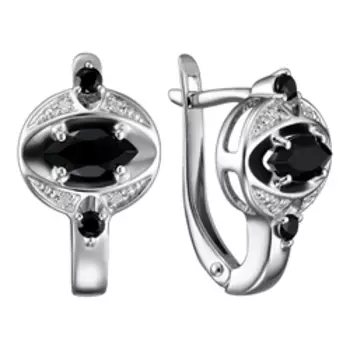 Серебряные серьги с турмалинами и цирконием