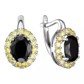 Серебряные серьги с турмалинами и цирконием