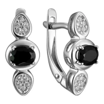 Серебряные серьги с турмалинами и цирконием