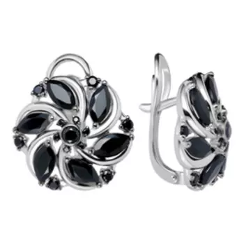 Серебряные серьги с турмалинами и шпинелью "Цветы"