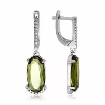 Серебряные серьги с турмалином и фианитами