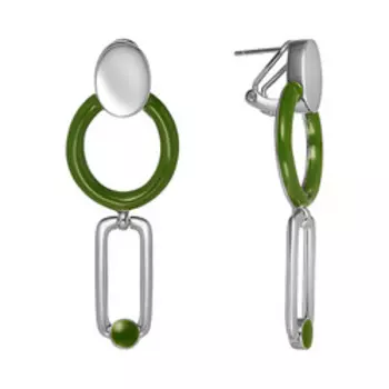 Серебряные серьги с зеленой эмалью