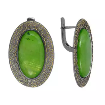Серебряные серьги с зелеными агатами