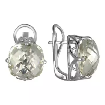 Серебряные серьги с зелеными аметистами