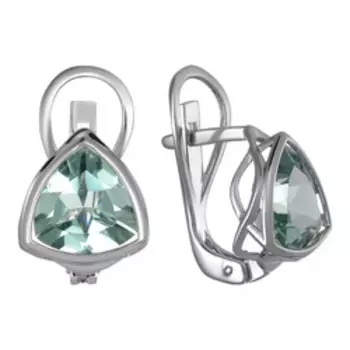 Серебряные серьги с зелеными аметистами