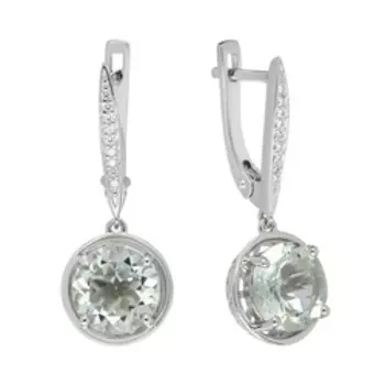 Серебряные серьги с зелеными аметистами