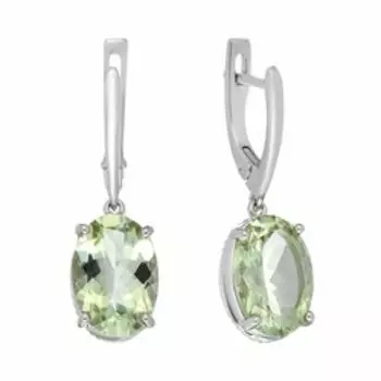 Серебряные серьги с зелеными аметистами