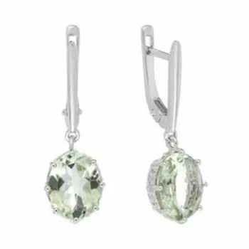 Серебряные серьги с зелеными аметистами