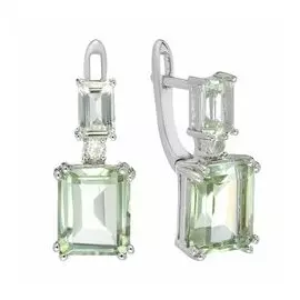 Серебряные серьги с зелеными аметистами