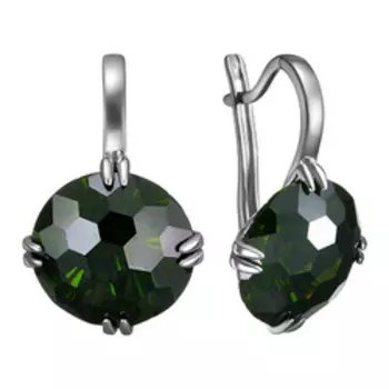 Серебряные серьги с зелеными фианитами