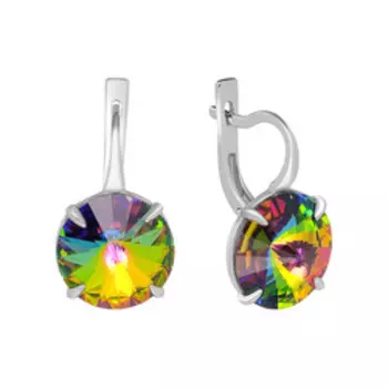 Серебряные серьги с зелеными кристаллами Swarovski Мистик