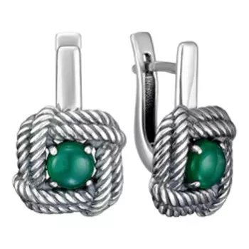 Серебряные серьги с зелеными ониксами