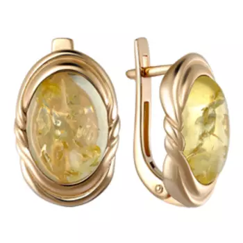 Серебряные серьги с желтым янтарем